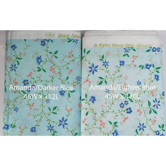 Waverly Fabric Cotton Sky Blue Floral 46W x 112L AMANDA Schumacher Bucks County - Picture 7 of 7